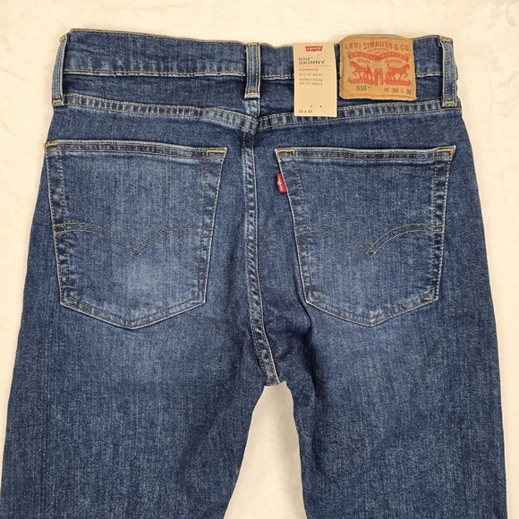 Nwt Levi's Mens 510 Skinny Stretch Jeans Size 30 × 30 Medium Blue Wash - Picture 7 of 10